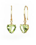 PENDIENTES GAIA GANCHO DE ORO Y DIAMANTES DE 0,01 CT CON CORAZàN FACETADA DE OLIVINA 8X8MM - CRESBER