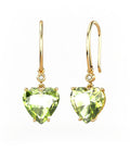 PENDIENTES GAIA GANCHO DE ORO Y DIAMANTES DE 0,01 CT CON CORAZàN FACETADA DE OLIVINA 9X9MM - CRESBER