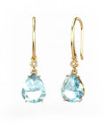 PENDIENTES GAIA GANCHO DE ORO Y DIAMANTES DE 0,01 CT CON PERA FACETADA DE  9X7MM - CRESBER