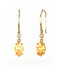 PENDIENTES GAIA GANCHO DE ORO Y DIAMANTES DE 0,01 CT CON MARQUISE FACETADO DE CITRINO 8X6MM - CRESBER