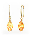 PENDIENTES GAIA GANCHO DE ORO Y DIAMANTES DE 0,01 CT CON MARQUISE FACETADO DE CITRINO 10X8MM - CRESBER