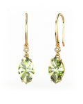 PENDIENTES GAIA GANCHO DE ORO Y DIAMANTES DE 0,01 CT CON MARQUISE FACETADO DE OLIVINA 10X8MM - CRESBER