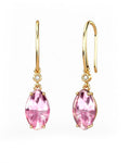 PENDIENTES GAIA GANCHO DE ORO Y DIAMANTES DE 0,01 CT CON MARQUISE CABUJàN DE TURMALINA 10X8MM - CRESBER