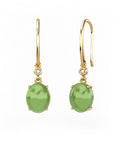 PENDIENTES GAIA GANCHO DE ORO Y DIAMANTES DE 0,01 CT CON OVAL CABUJàN DE OLIVINA 8X6MM - CRESBER