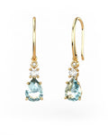 PENDIENTES GAIA GANCHO DE ORO Y DIAMANTES DE 0,01 CT Y TOPACIO CON PERA FACETADA DE  8X6MM - CRESBER