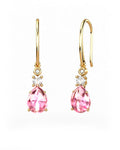 PENDIENTES GAIA GANCHO DE ORO Y DIAMANTES DE 0,01 CT Y TOPACIO CON PERA DE TURMALINA CABUJàN 8X6MM - CRESBER