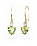 PENDIENTES GAIA DE ORO Y DIAMANTES DE 0,01 CT Y TOPACIO CON CORAZàN FACETADO DE OLIVINA 8X6MM - CRESBER