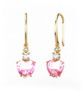 PENDIENTES GAIA DE ORO Y DIAMANTES DE 0,01 CT Y TOPACIO CON CORAZàN CABUJàN DE TURMALINA 8X6MM - CRESBER
