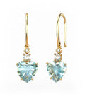 PENDIENTES GAIA DE ORO Y DIAMANTES DE 0,01 CT Y TOPACIO CON CORAZàN FACETADO DE  9X9MM - CRESBER