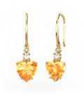 PENDIENTES GAIA DE ORO Y DIAMANTES DE 0,01 CT Y TOPACIO CON CORAZàN FACETADO DE CITRINO 9X9MM - CRESBER