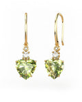 PENDIENTES GAIA DE ORO Y DIAMANTES DE 0,01 CT Y TOPACIO CON CORAZàN FACETADO DE OLIVINA 9X9MM - CRESBER