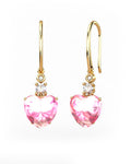 PENDIENTES GAIA DE ORO Y DIAMANTES DE 0,01 CT Y TOPACIO CON CORAZàN CABUJàN DE TURMALINA 9X9MM - CRESBER