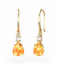 PENDIENTES GAIA DE ORO Y DIAMANTES DE 0,01 CT Y TOPACIO CON PERA FACETADA DE CITRINO 9X7MM - CRESBER