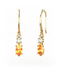 PENDIENTES GAIA DE ORO Y DIAMANTES DE 0,01 CT Y TOPACIO CON MARQUISE FACETADO DE CITRINO 8X4MM - CRESBER