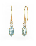 PENDIENTES GAIA DE ORO Y DIAMANTES DE 0,01 CT Y TOPACIO CON MARQUISE FACETADO DE  10X5MM - CRESBER