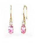 PENDIENTES GAIA DE ORO Y DIAMANTES DE 0,01 CT Y TOPACIO CON MARQUISE CABUJàN TURMALINA 10X5MM - CRESBER