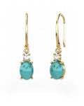 PENDIENTES GAIA DE ORO Y DIAMANTES DE 0,01 CT Y TOPACIO CON OVAL CABUJàN  8X6MM - CRESBER