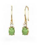 PENDIENTES GAIA DE ORO Y DIAMANTES DE 0,01 CT Y TOPACIO CON OVAL CABUJàN OLIVINA 8X6MM - CRESBER