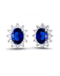 PENDIENTES DIANA ORO DIAMANTES 0.91 CT ZAFIRO 8X6MM - CRESBER