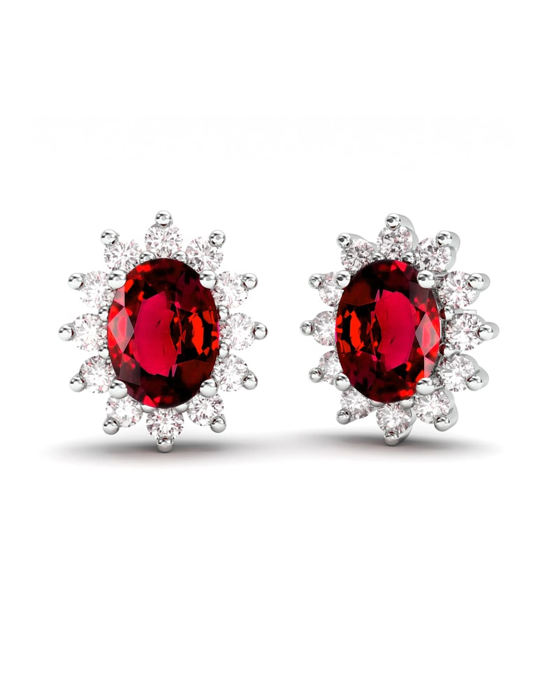 PENDIENTES DIANA ORO DIAMANTES 0.91 CT RUBI 8X6MM - CRESBER