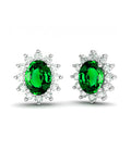 PENDIENTES DIANA ORO DIAMANTES 0.91 CT ESMERALDA 8X6MM - CRESBER