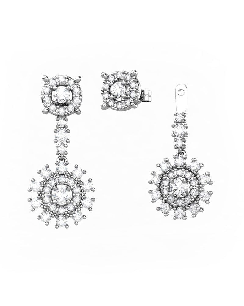 PENDIENTES DESMONTABLES 2 EN 1 LE BLANC DE ORO Y DIAMANTES 1,35 CT - CRESBER