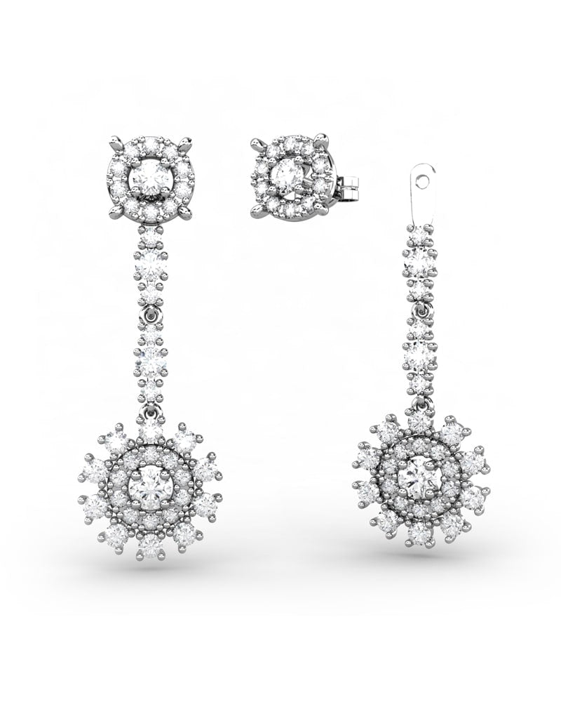 PENDIENTES DESMONTABLES 2 EN 1 LE BLANC DE ORO Y DIAMANTES 1,50 CT - CRESBER