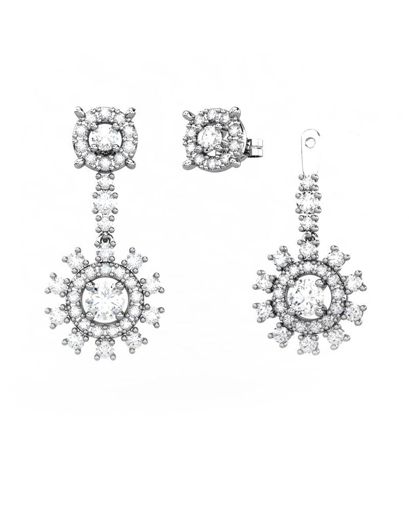 PENDIENTES DESMONTABLES 2 EN 1 LE BLANC DE ORO Y DIAMANTES 1,57 CT - CRESBER