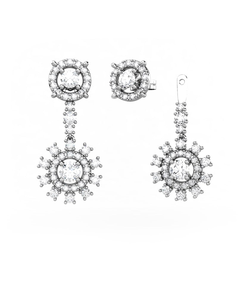 PENDIENTES DESMONTABLES 2 EN 1 LE BLANC DE ORO Y DIAMANTES 1,80 CT - CRESBER