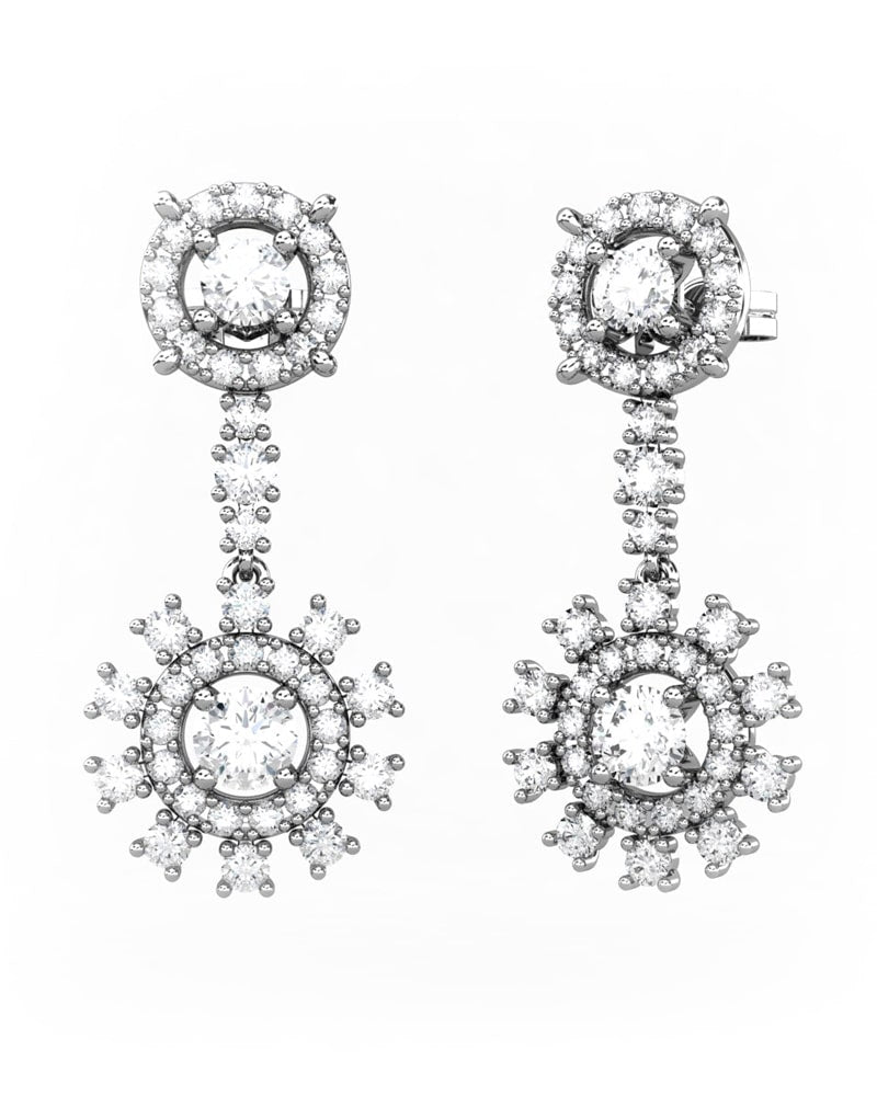 PENDIENTES DESMONTABLES 2 EN 1 LE BLANC DE ORO Y DIAMANTES 1,80 CT - CRESBER