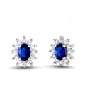 PENDIENTES DIANA ORO DIAMANTES 0.60 CT ZAFIRO 6X4MM - CRESBER