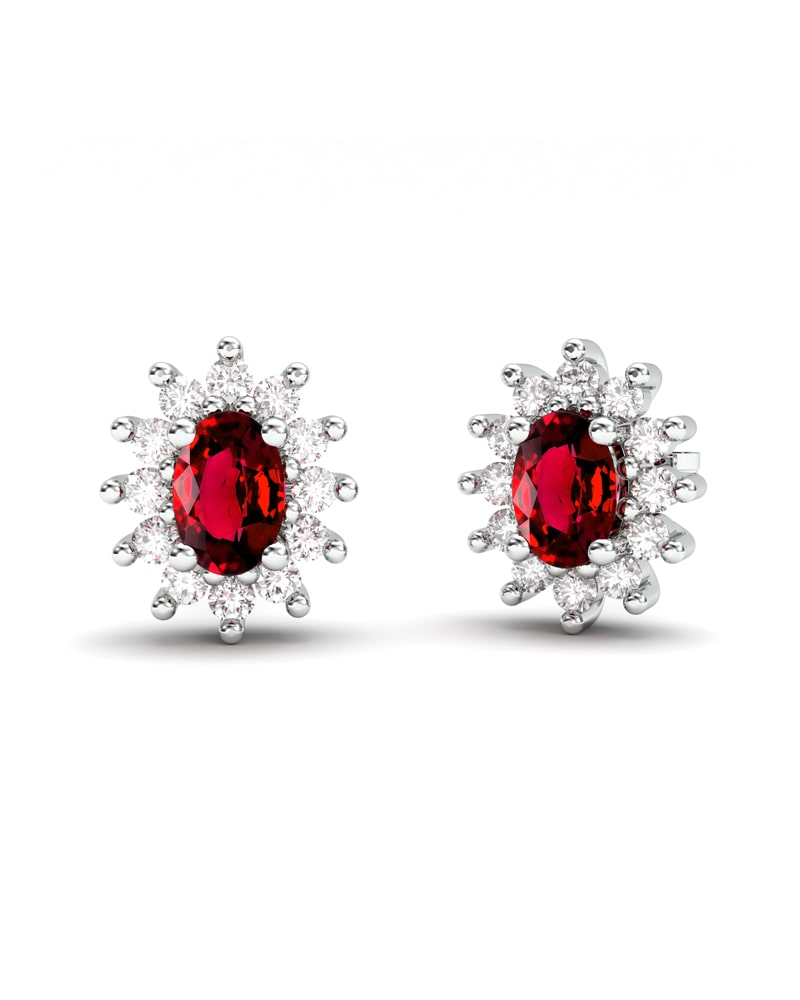 PENDIENTES DIANA ORO DIAMANTES 0.60 CT RUBI 6X4MM - CRESBER