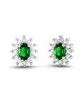 PENDIENTES DIANA ORO DIAMANTES 0.60 CT ESMERALDA 6X4MM - CRESBER