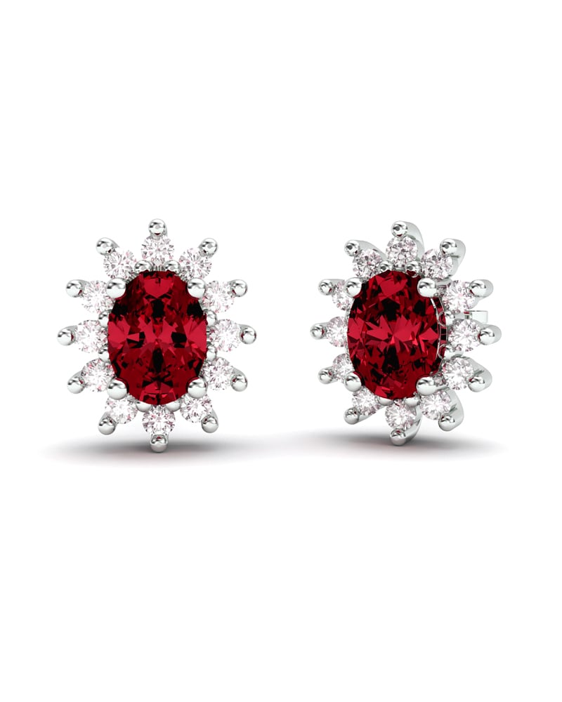 PENDIENTES DIANA ORO DIAMANTES 0.62 CT RUBI 7X5MM - CRESBER