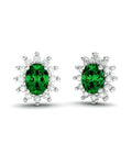 PENDIENTES DIANA ORO DIAMANTES 0.62 CT ESMERALDA 7X5MM - CRESBER