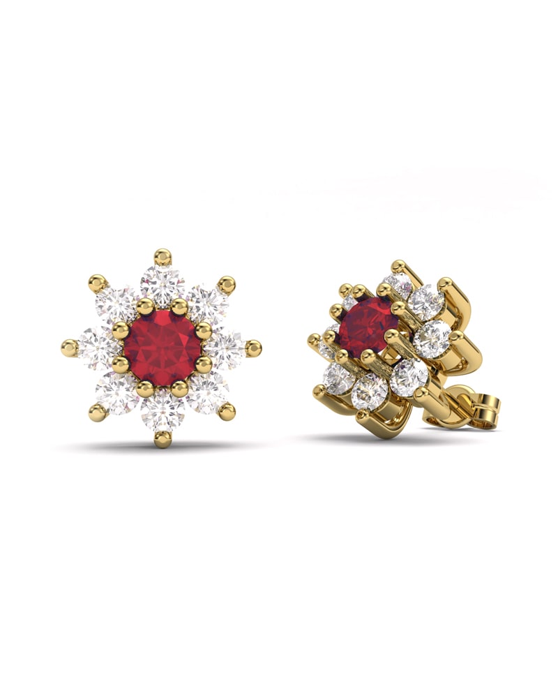 PENDIENTE ORO DIAMANTE 0,80 CT Y RUBI - CRESBER