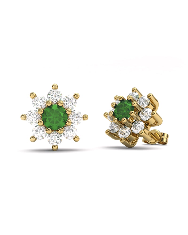 PENDIENTE ORO DIAMANTE 0,80 CT Y ESMERALDA - CRESBER