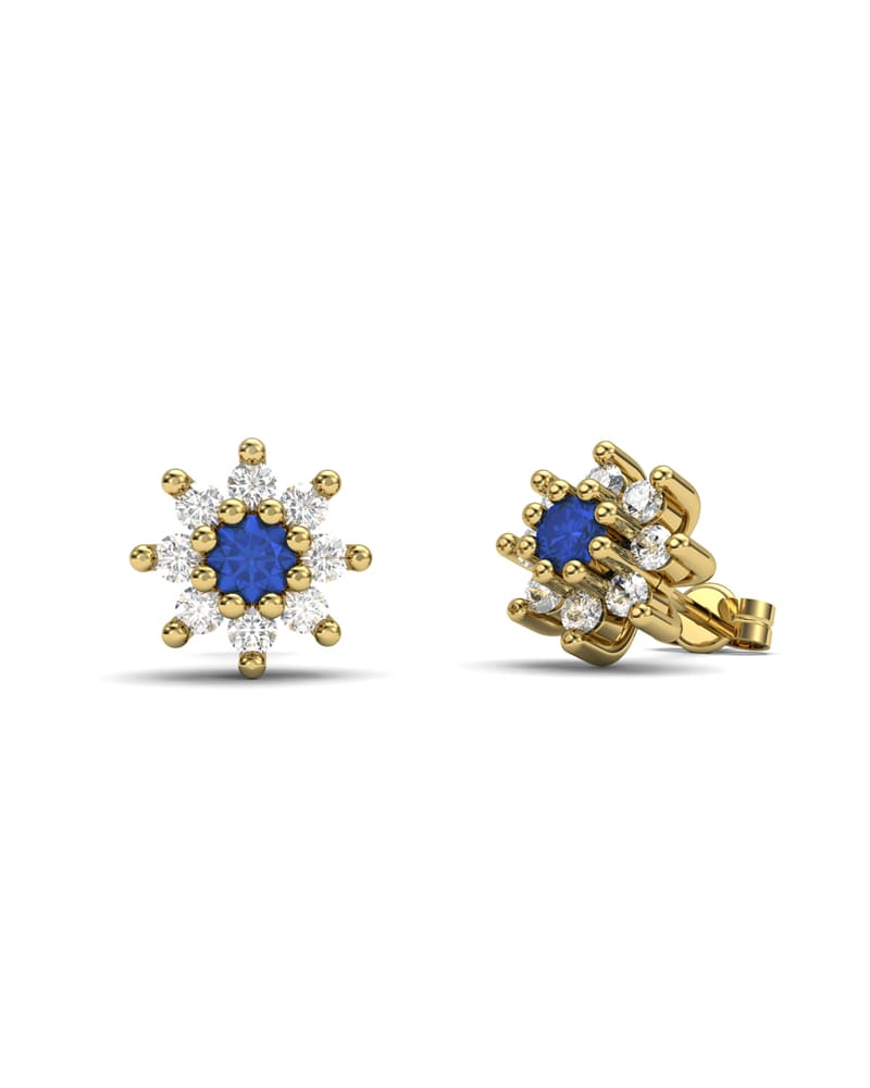 PENDIENTES ORO DIAMANTE 0,40CT Y ZAFIRO - CRESBER