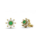 PENDIENTES ORO DIAMANTE 0,40CT Y ESMERALDA - CRESBER