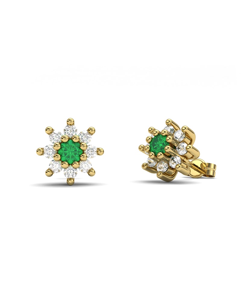 PENDIENTES ORO DIAMANTE 0,40CT Y ESMERALDA - CRESBER