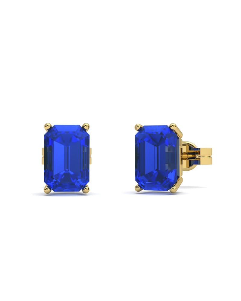 PENDIENTES ORO ZAFIRO OCTOGONAL 6X4 - CRESBER