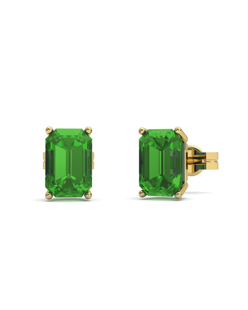 PENDIENTES ORO ESMERALDA OCTOGONAL 6X4 - CRESBER