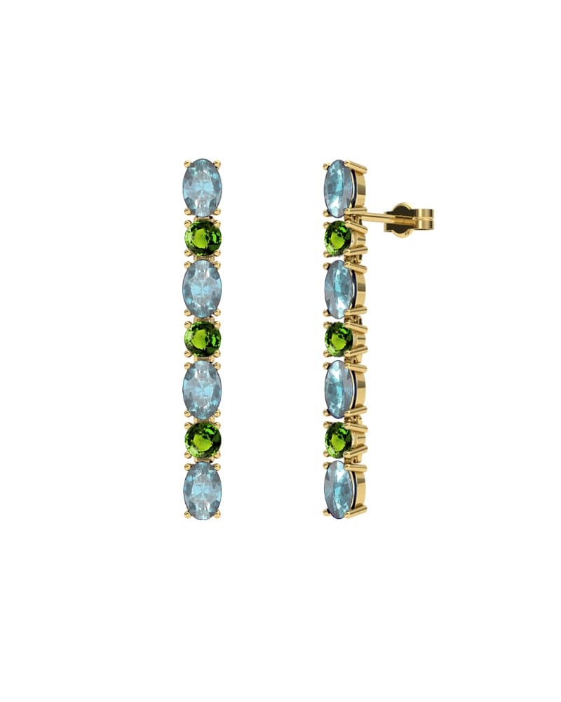 PENDIENTES FALLS ORO TOPACIO AZUL Y PERIDOTO - CRESBER