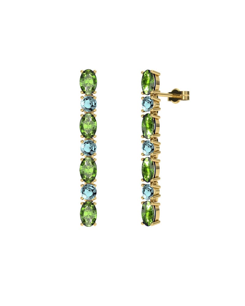 PENDIENTES FALLS ORO PERIDOTO Y TOPACIO AZUL - CRESBER