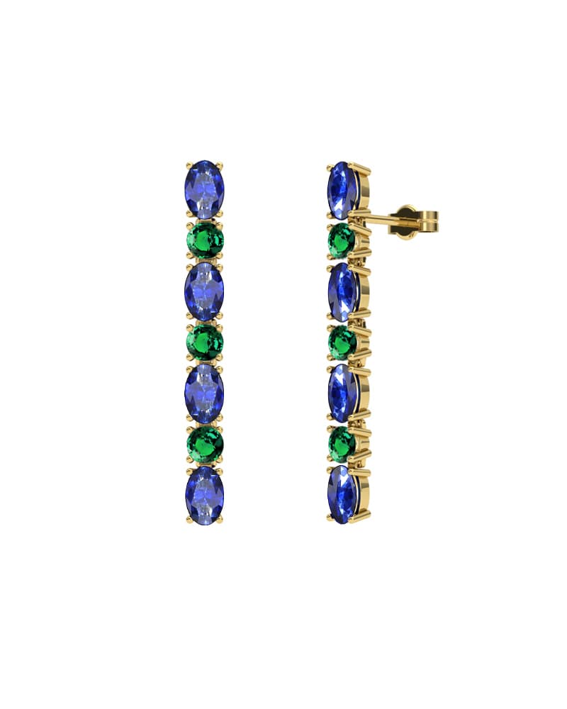 PENDIENTES FALLS ORO ZAFIRO Y ESMERALDA - CRESBER