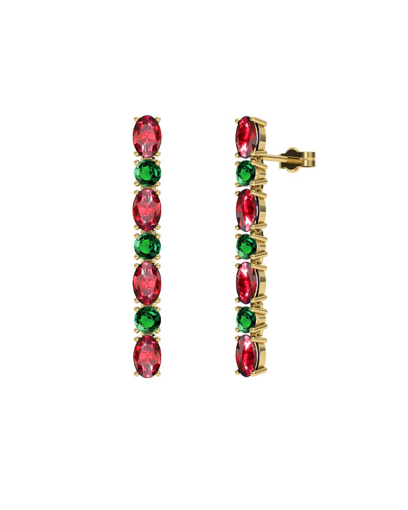 PENDIENTES FALLS ORO RUBI Y ESMERALDA - CRESBER