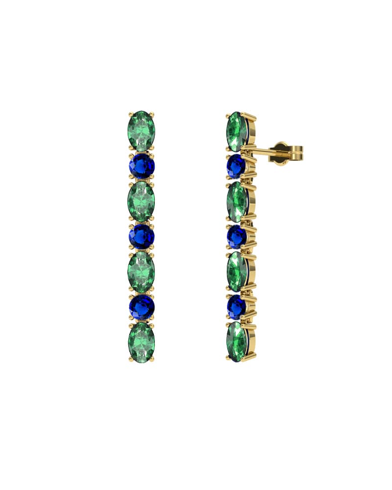 PENDIENTES FALLS ORO ESMERALDA Y ZAFIRO - CRESBER