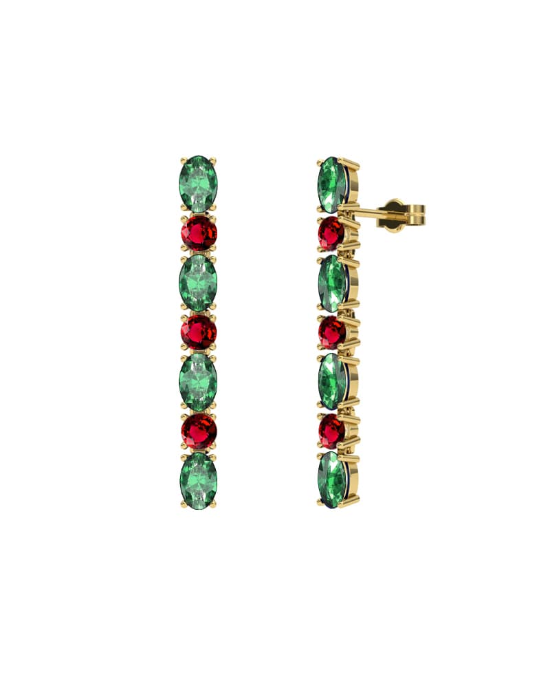 PENDIENTES FALLS ORO ESMERALDA Y RUBI - CRESBER