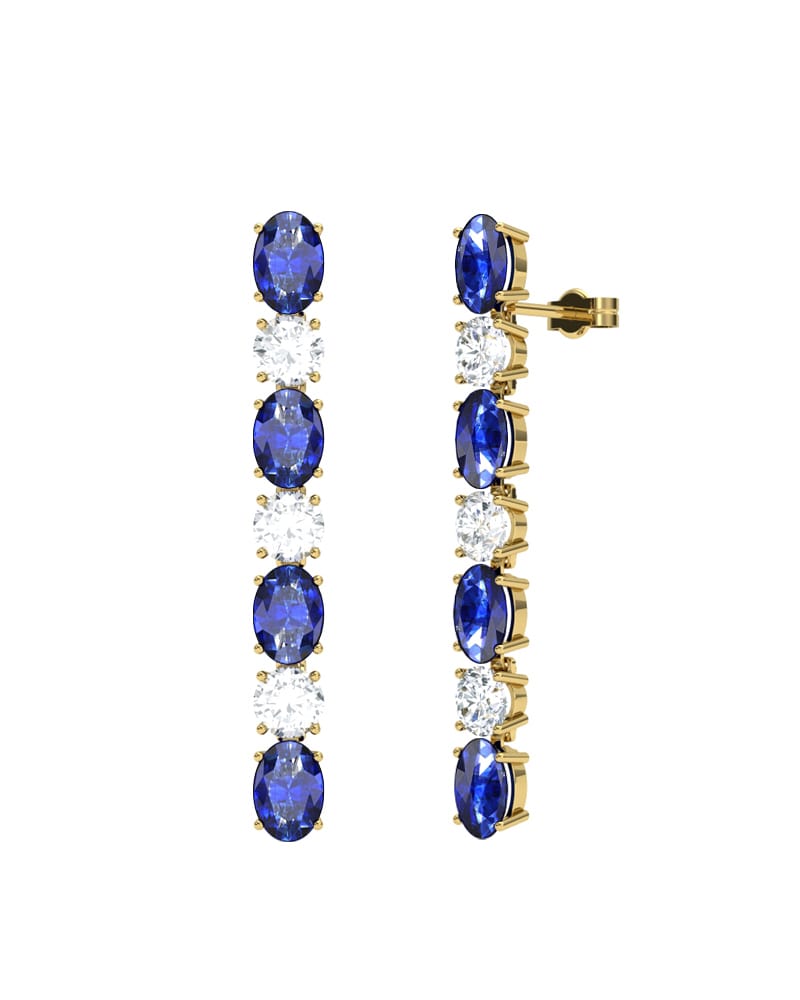 PENDIENTES FALLS ORO BRILLANTES 1.50 CT Y ZAFIRO - CRESBER