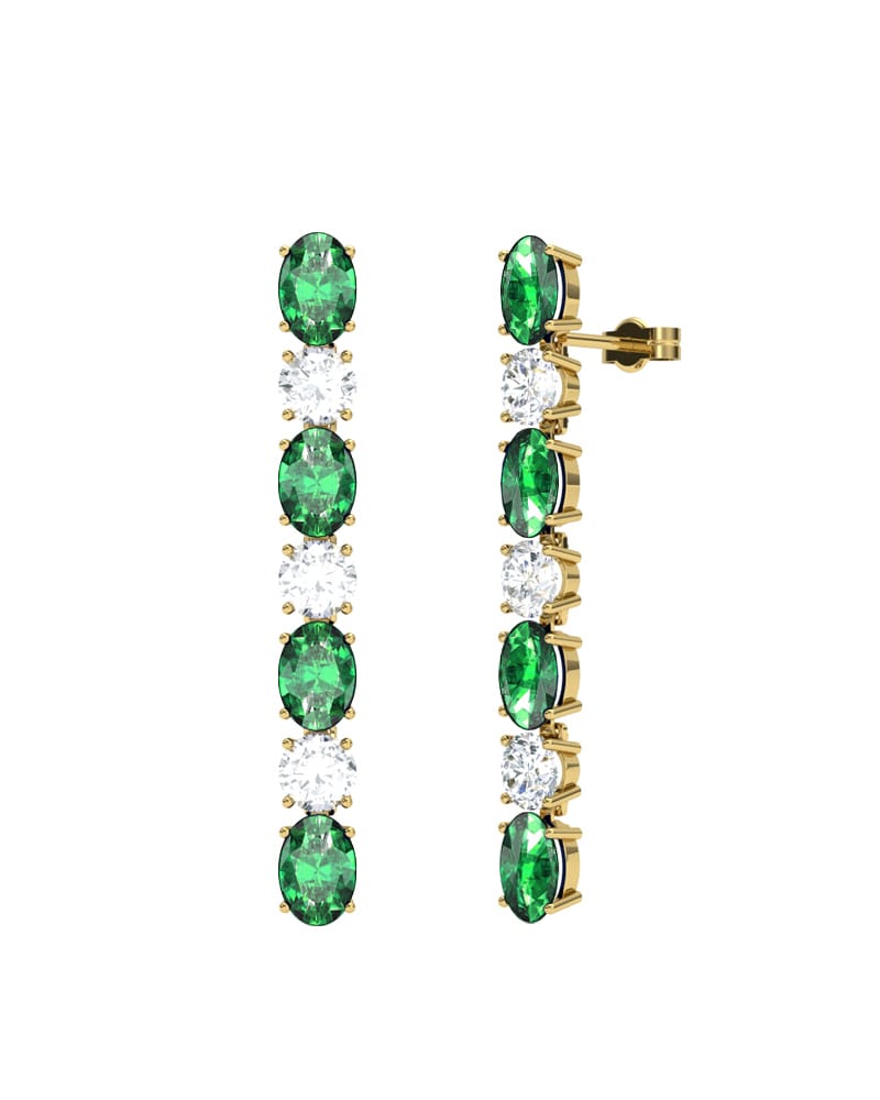 PENDIENTES FALLS ORO BRILLANTES 1.50 CT Y ESMERALDA - CRESBER
